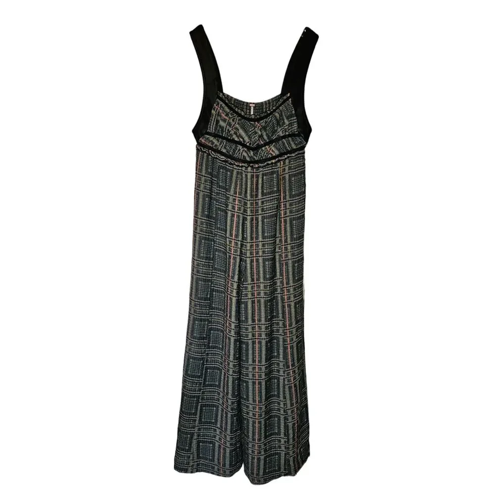 New Free People Marley Plaid One-Piece Wide Leg Jumpsuit $188 X-SMALL